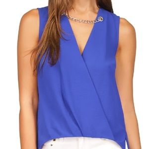 Micheal Kors size medium Royal Blue sleeveless faux wrap chain detail NWT